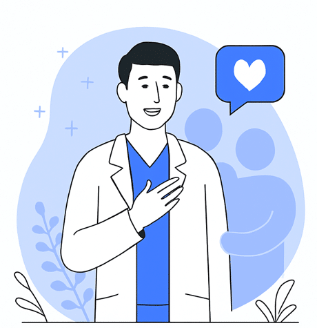 Illustration professionnel de santé rassuré
